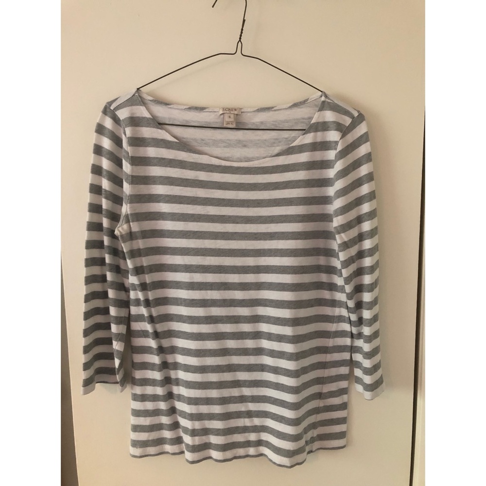 Striped Gray & White J. Crew Tee